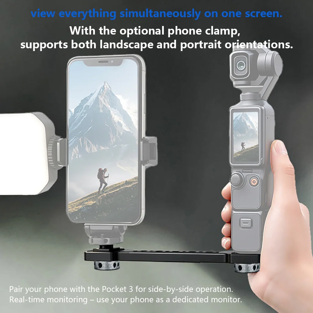 BGNing Aluminium-Horizontalverlängerungsstange mit 1/4-Zoll-Schraube und Arri-Positionierloch für DJI Pocket4 Handy-Fill-Light-Stativstange – Detail 7