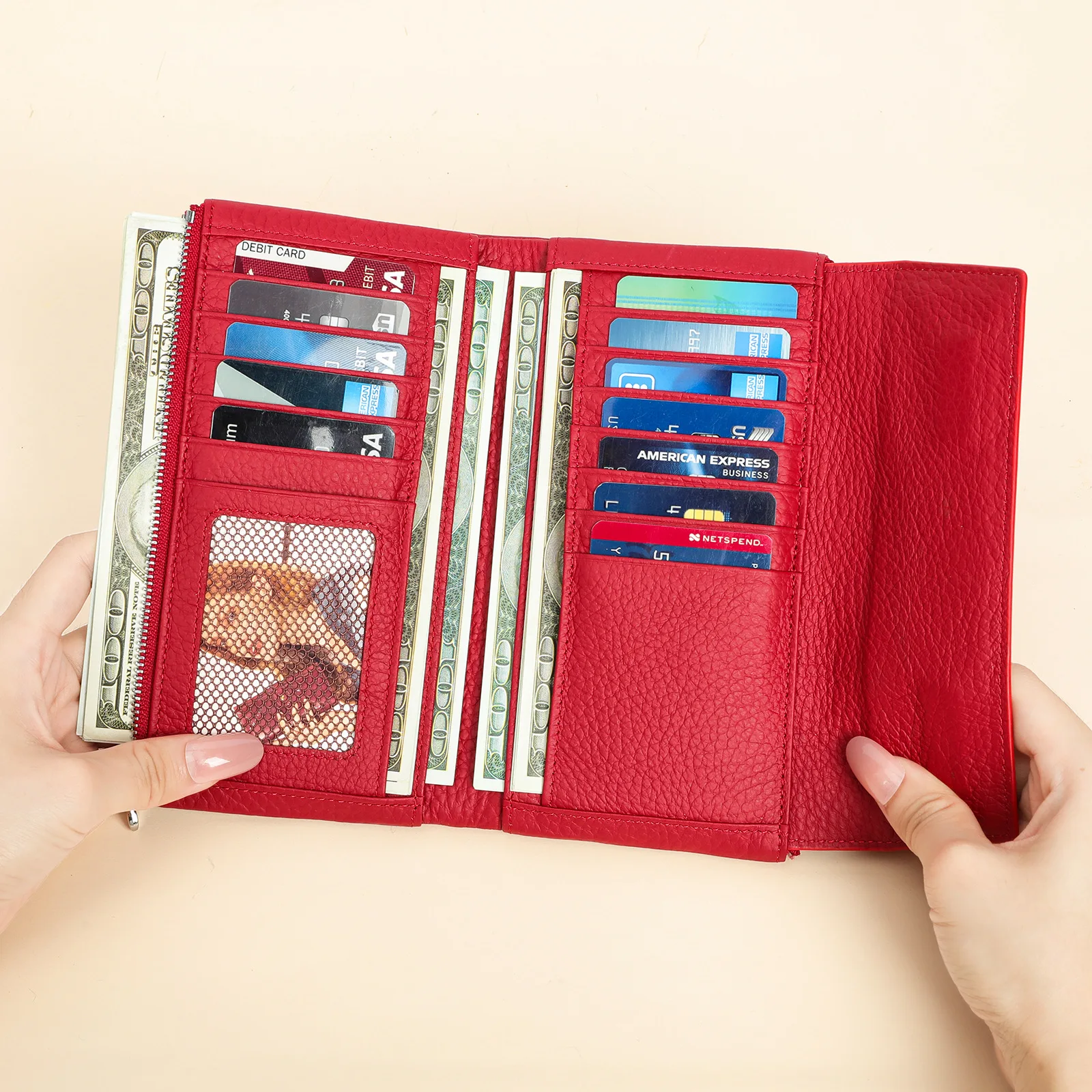 Women's wallet new leather long handbag patent leather fashion cowhide card bag clutch bag