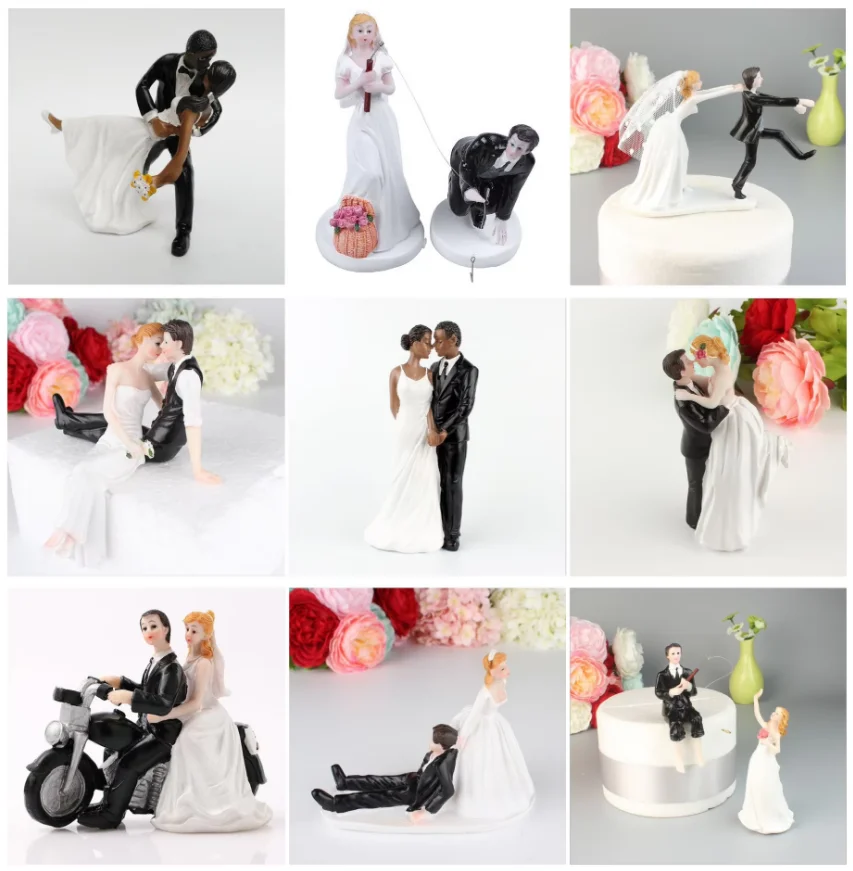 Figura de resina negra para novio, novia, adorno para tarta de boda, decoración de boda, día, San Valentín, decoración de compromiso, aniversario