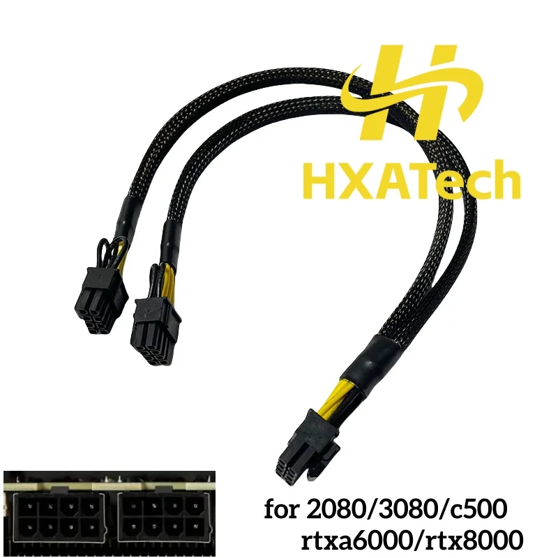 HXATech - Copper wire 8pin to 8pin(6+2) PCI-E GPU Video Card Power Cable Sleeve Cord for DELL T5600 T5610 and GPU 2060 V100