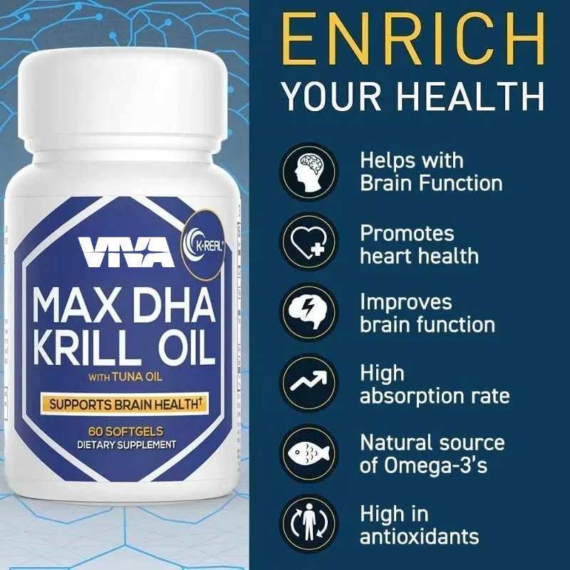 Antarctic Krill Oil Supplement with Astaxanthin DHA EPA Omega-3 60 Softgel Capsules Joint Health Support Nutritional Supplement