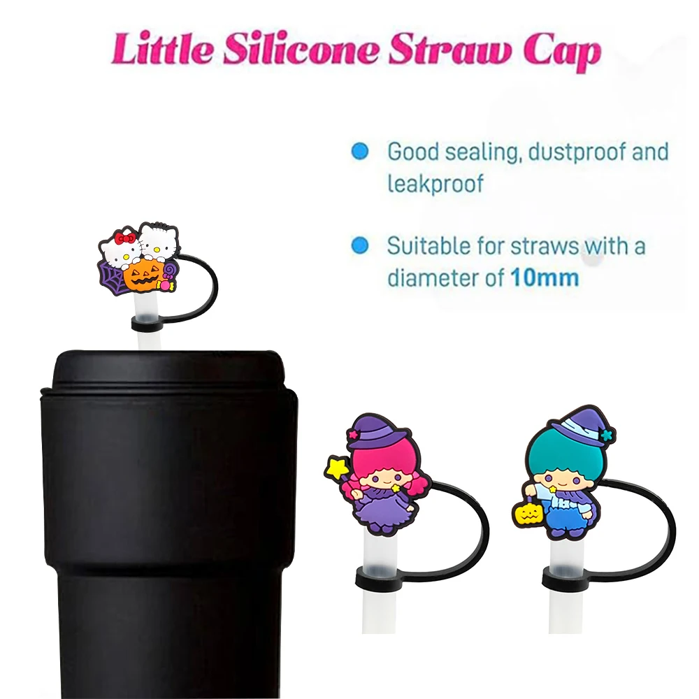 Christmas and Hallowmas Silicone Straw Toppers for 10mm,Straw Caps for Glass Cup,with 30&40Oz Tumbler Handle Dust-Proof Reusable