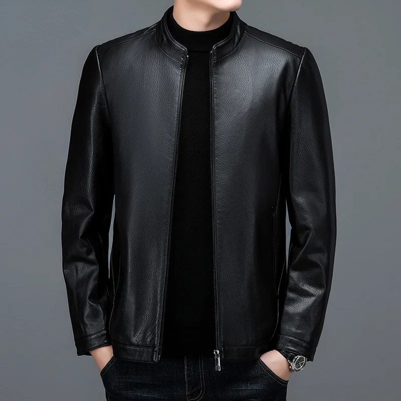 

Stand Collar Casual Men's Genuine Leather Jackets Spring Autumn Winter Jacket for Men Loose Male Coats Chaqueta Hombre