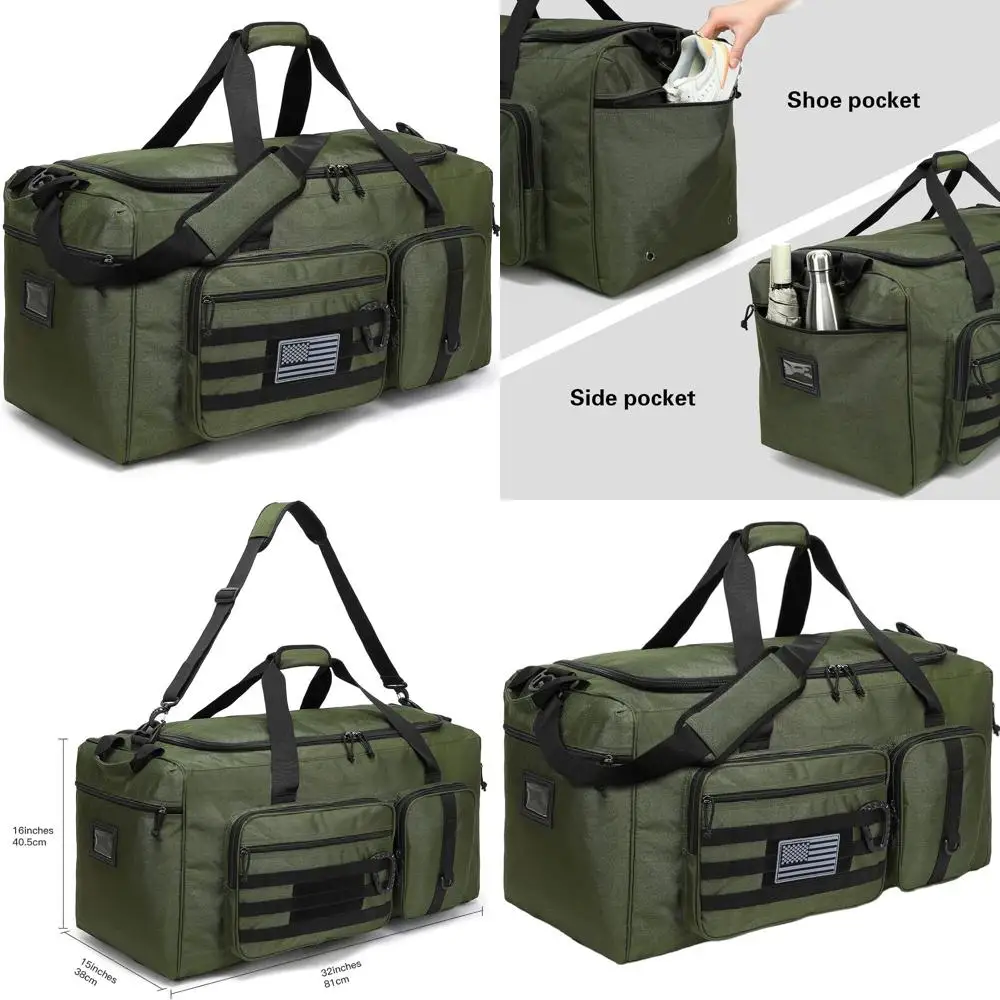 

Сверхбольшая спортивная сумка-дафл на 120 л для мужчин и женщин, усиленная, с отделением для обуви, идеально подходит для путешествий, тактических видов спорта и т.д.