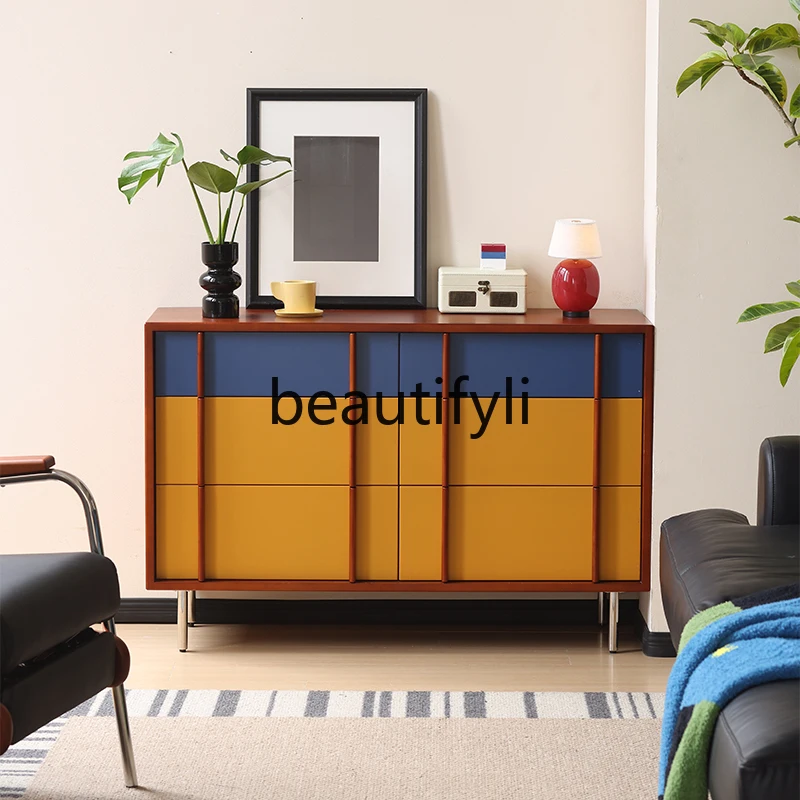 

Medieval color matching six-chest cabinet contrasting colors, living room storage, locker characteristic cabinet