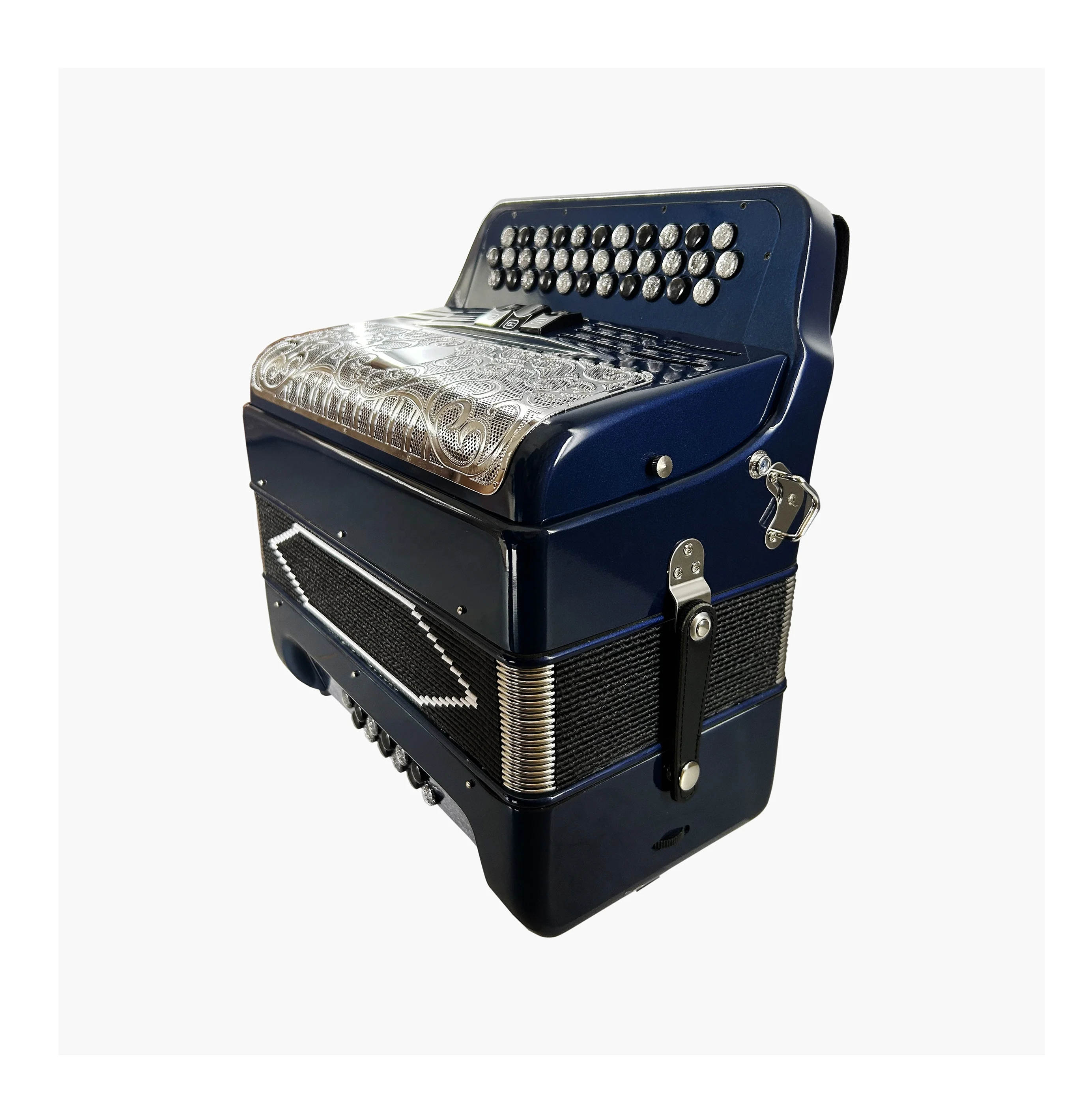 Deep Blue JB3412C Accordion 34 Buttons 12 Bass 3 Registers Silver Black Buttons Musical Diatonic Wood Material