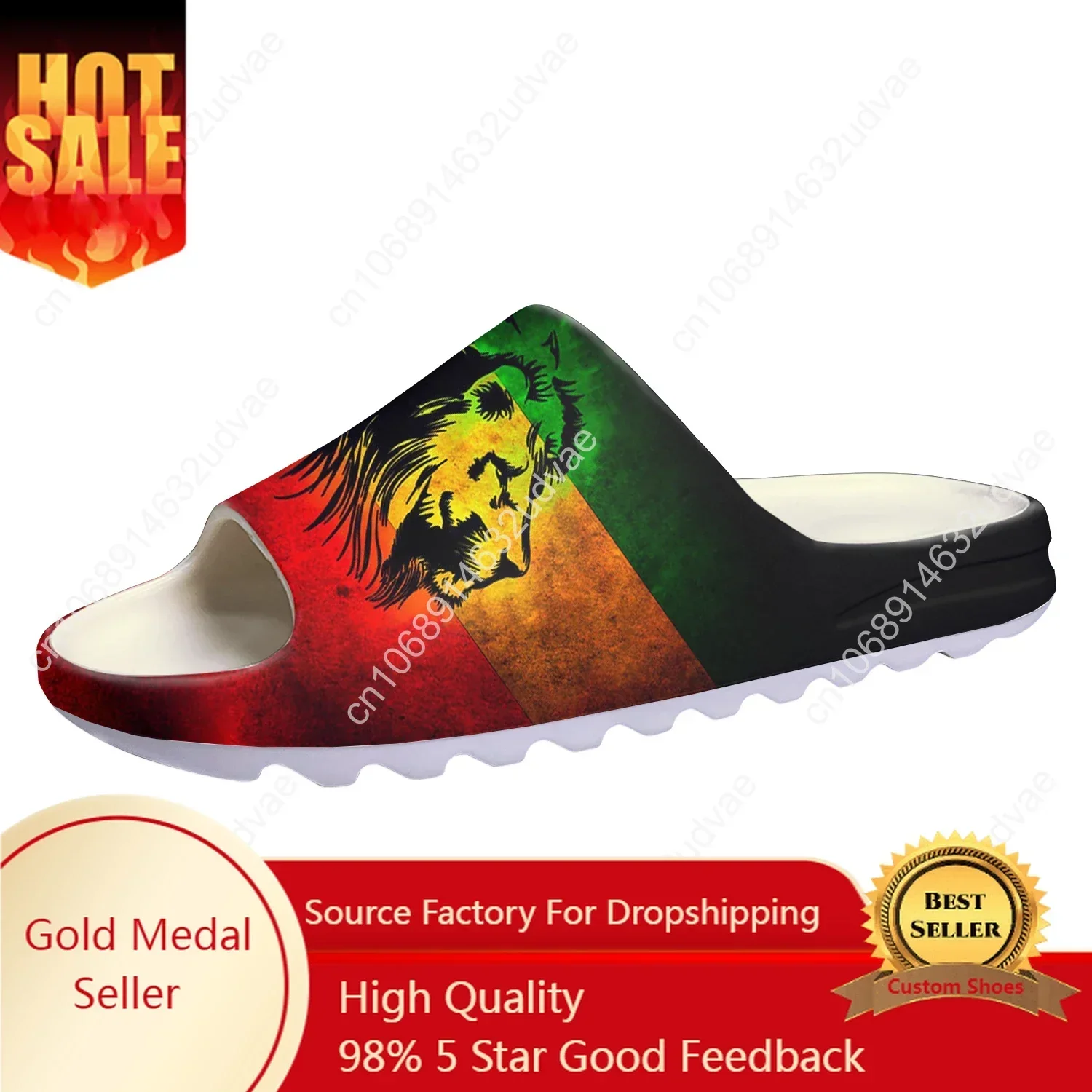 

Reggae Rastafarian Rasta Rastafari Lion Of Judah Soft Sole Sllipers Sandals Custom Mens Womens Teenager Step On Water Shoes