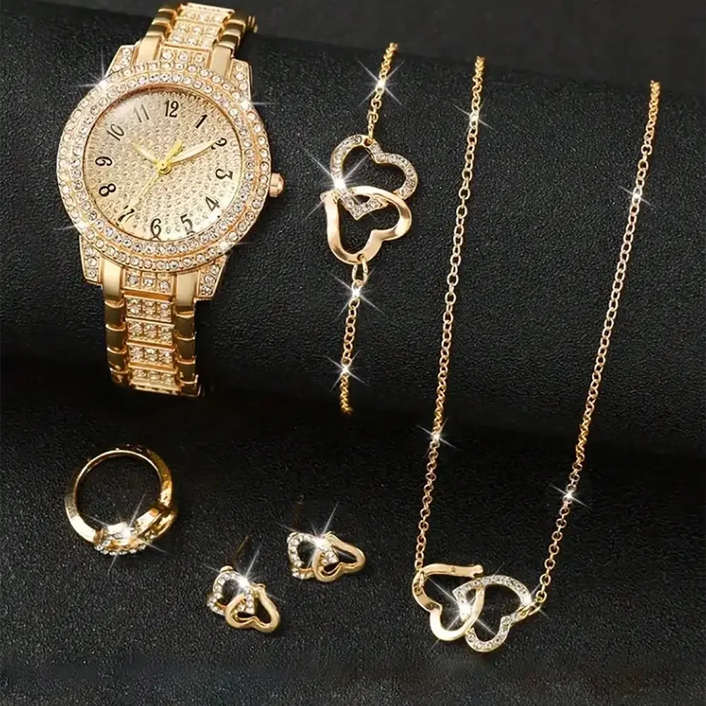 Ladies' Starry Sky with Diamonds Quartz Watch Light Luxury Digital Niche Tile Set Fashion Versatile Women's Watch Set