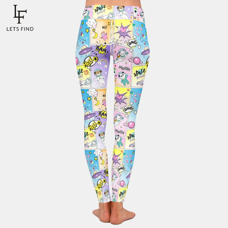 Letsfind Leuke Space Dieren Patroon Zachte Melk Zijde Print Vrouwen Leggings Fashin Hoge Taille Fitness Leggings