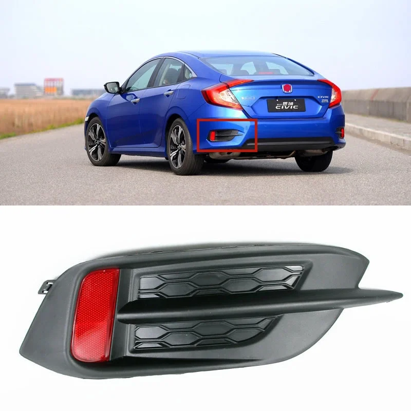 For Honda Civic 2016-2019 Car Accessories Rear Fog Lamp Assembly fog light cover Fog light frame rear bumper reflection light