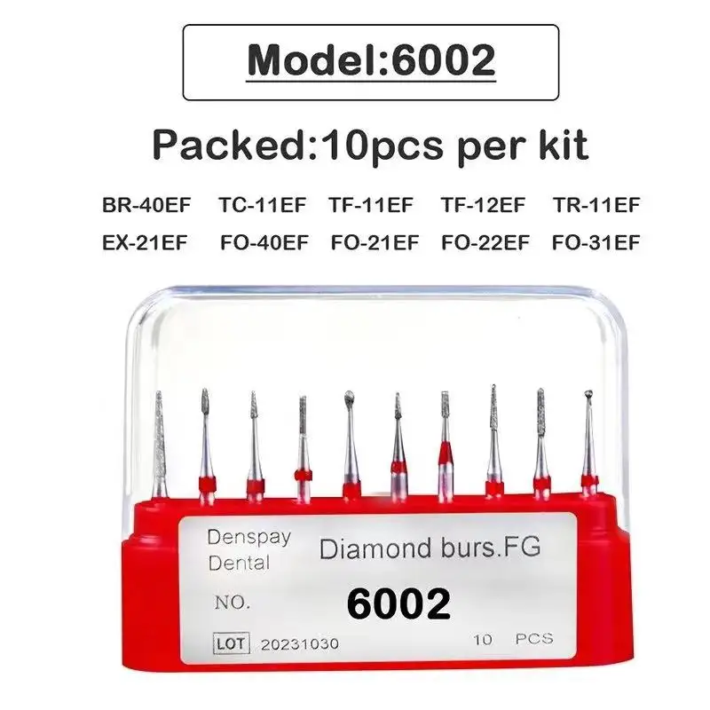 10 buah/lot bor bor bor berlian gigi 39 ukuran 1.6mm untuk bagian tangan kecepatan tinggi alat gerinda kedokteran gigi