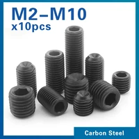 10 unids/lote tornillo de fijación de punta de copa sin cabeza M2 M2.5 M3 M4 M5 M6 M8 M10 tornillo de fijación hexagonal de acero al carbono dureza 12,9 grado