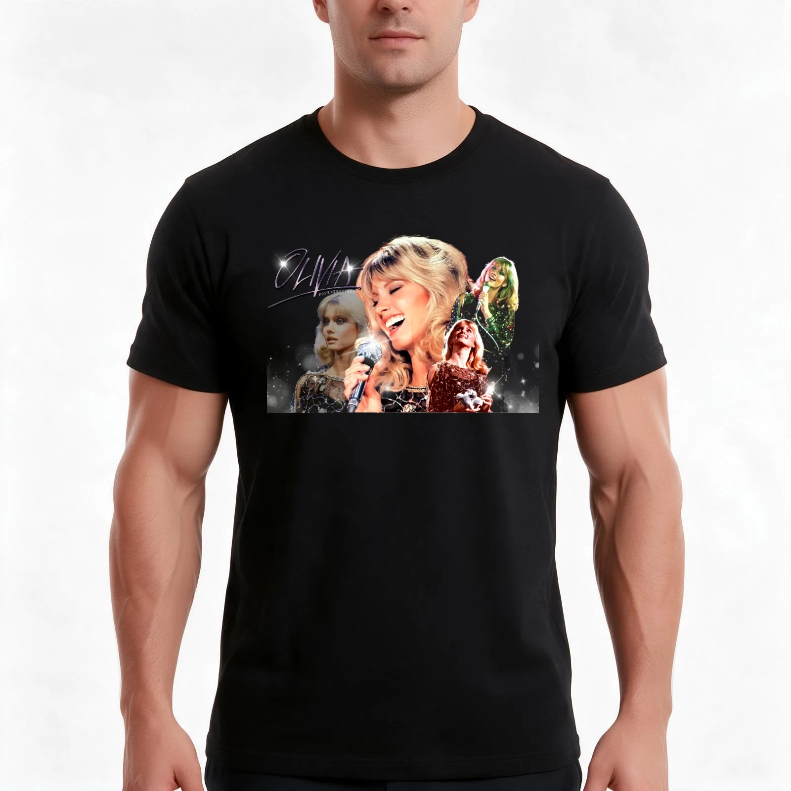 Olivia Newton-John - Totally Hot Tour Designed by PopRetroDisco T-Shirt Summer Casual Cotton Tee Oversized Streetwear Tops