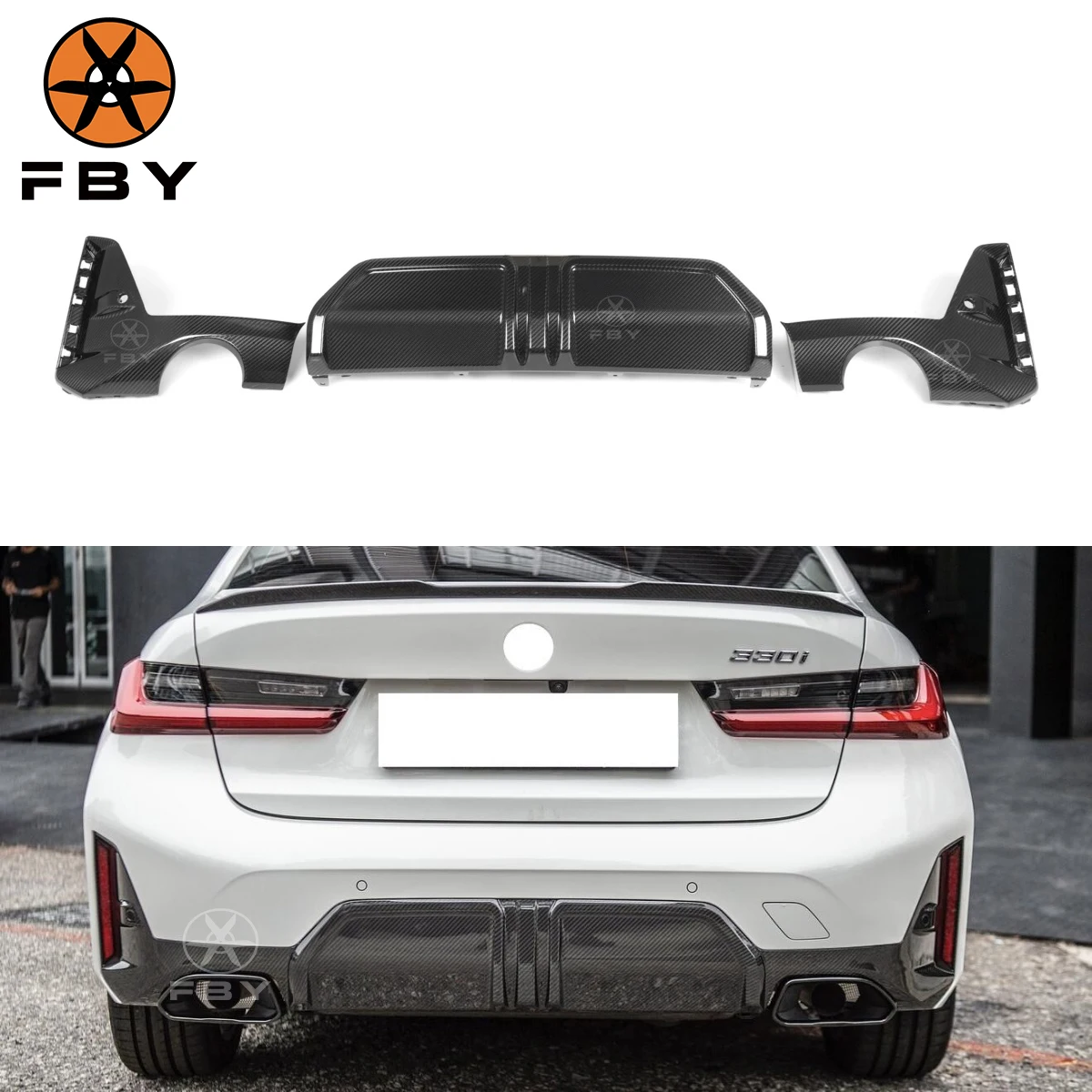 

New Carbon Fiber MP Style Rear Bumper Lip for BMW 3 Series G20 2023+ LCI High Quality Carbon Fiber Diffuser Auto Parts