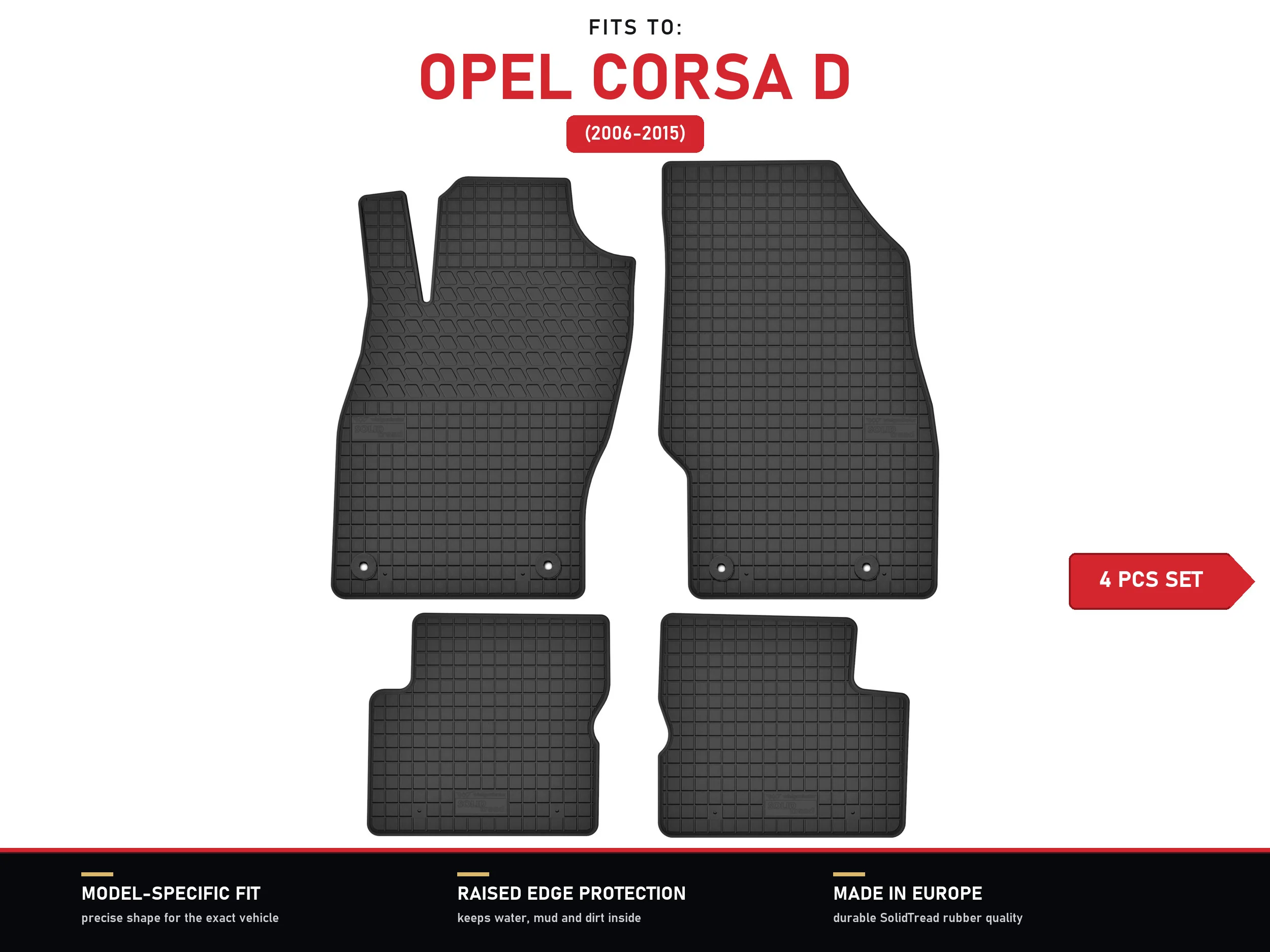 Rubberen matten voor: Opel Corsa D 2006-2015 4 stuks