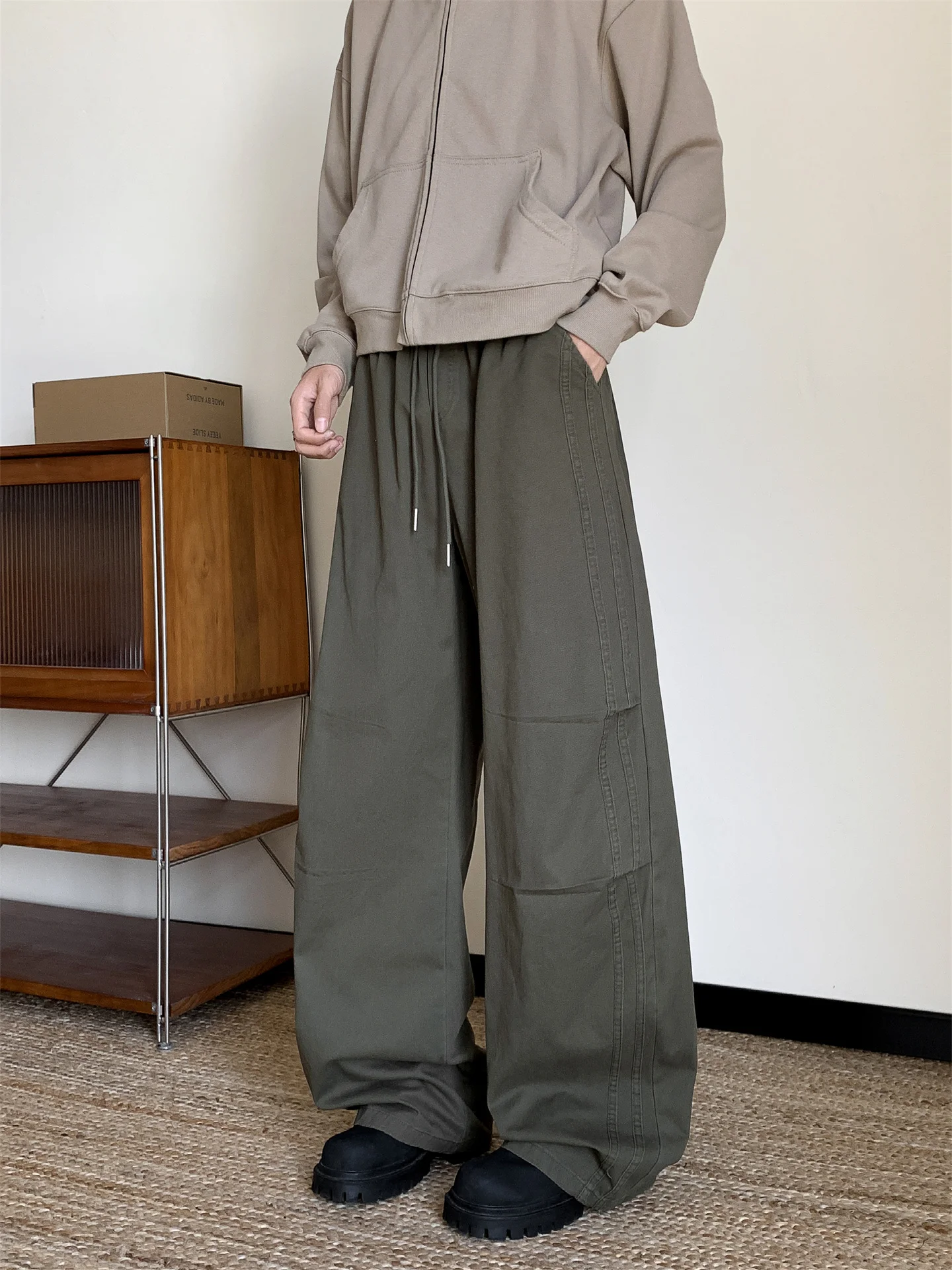 

Мужские рабочие брюки в стиле милитари, американские ретро-брюки с широкими штанинами, свободные, немнущиеся, прямые, повседневные