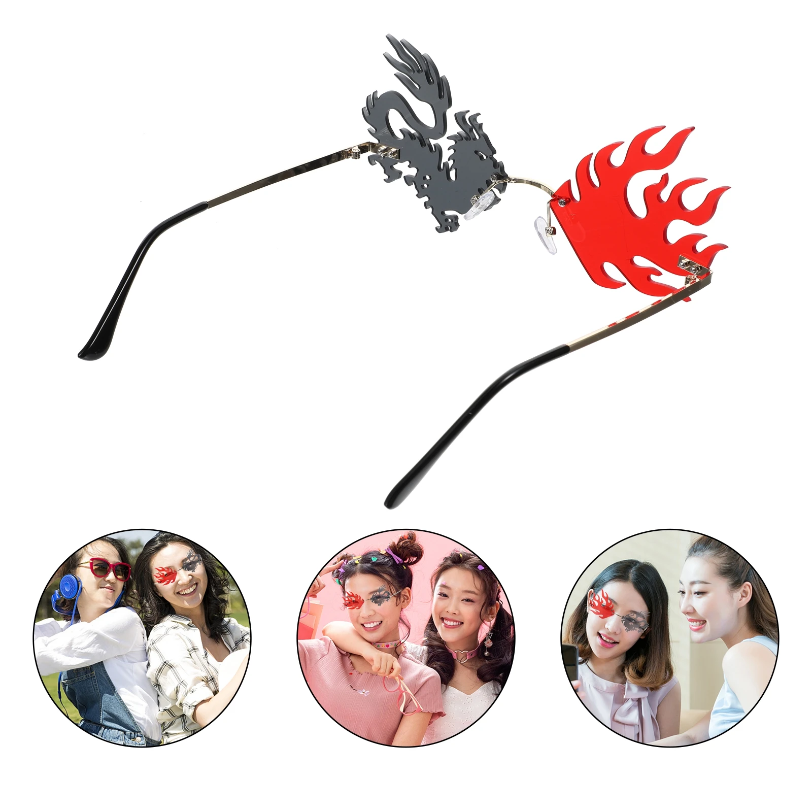 

Dragon Sunglasses Feng Zi Long Yellow Film Frameless Party Eyeglasses Kids Funny Photo Prop Anti Glare Protect Eyes Easy