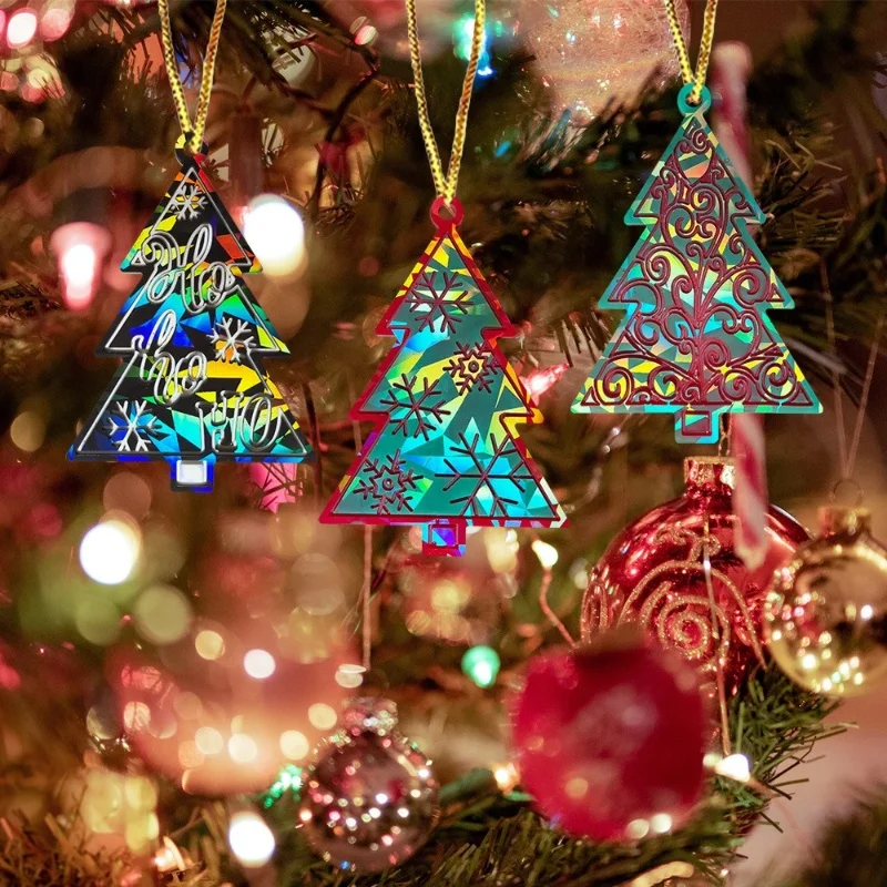 Ciondolo albero di natale olografico stampi in Silicone fai da te fatti a mano decorazione natalizia ornamento torta cottura stampo in resina artigianato