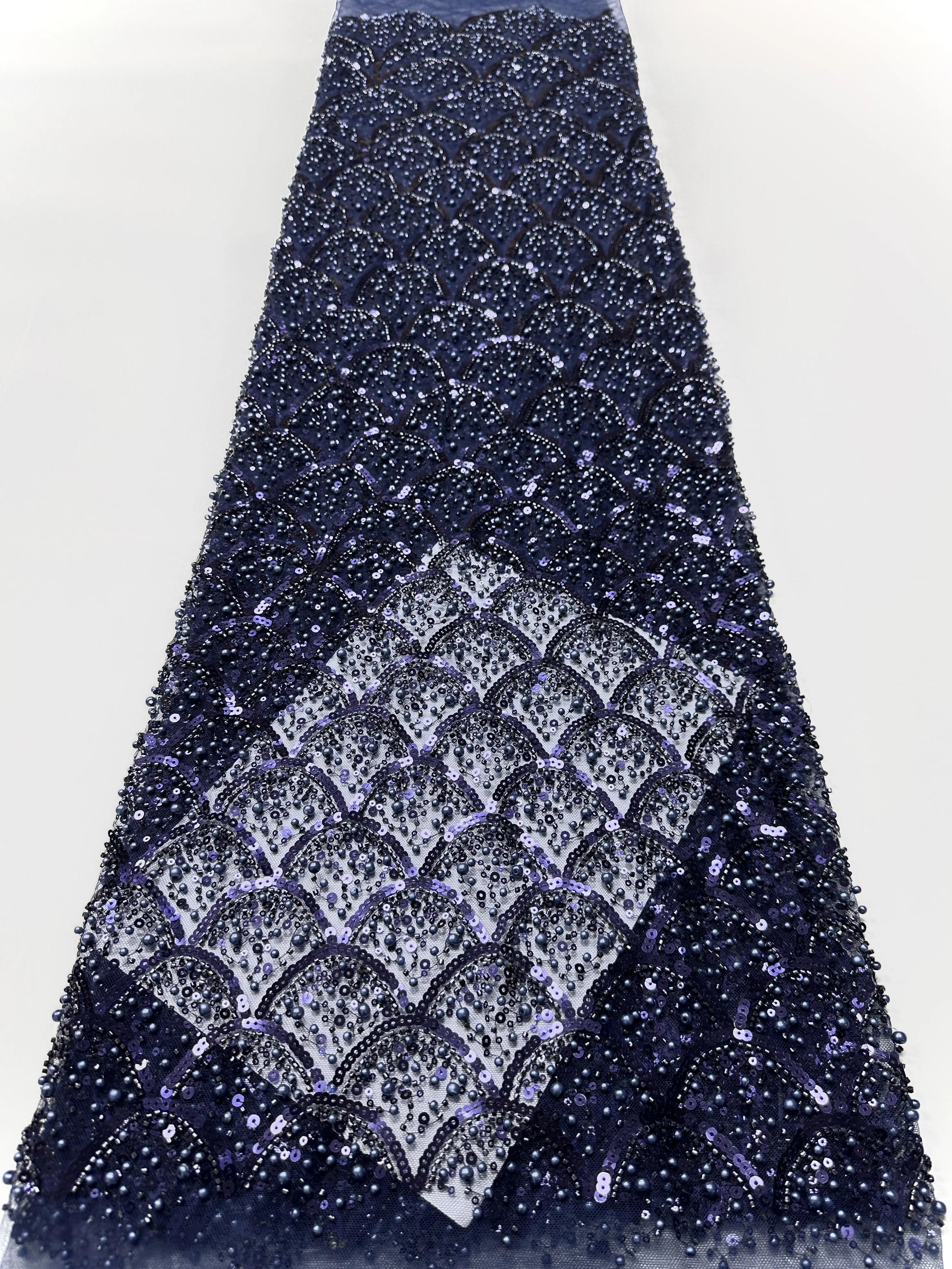 Afrykańska luksusowa tkanina koronkowa z cekinami i koralikami 2025 wysokiej jakości dla pana młodego, nigeryjska suknia ślubna, haftowana francuska tiulowa tkanina do szycia, 5 jardów