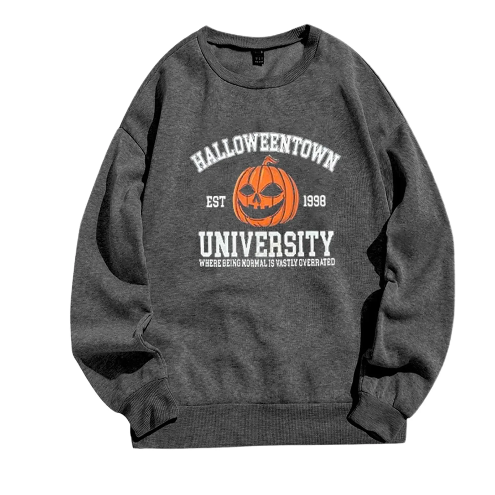 

Ladies Halloween Hoodie Fashion Pumpkin Print Hoodie Round Neck Long Sleeve Warm Casual Pullover Solid Color Comfortable Top