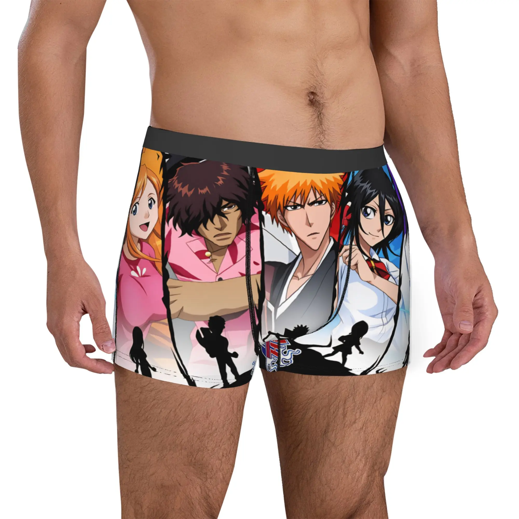 Male Novelty Kon Bleach Orihime Inoue Ichigo Kurosaki Underwear Rukia Kuchiki  Boxer Briefs Breathable Shorts Panties Underpants view 3