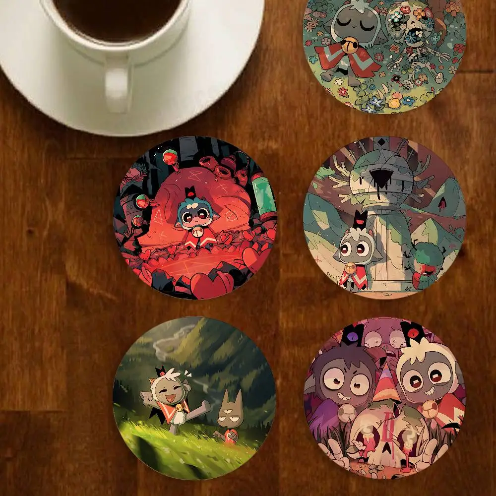 

Cult of The L-Lamb Game Round Wooden Coaster Decorative Coffee Cup for Use in Coffee Shops Bars