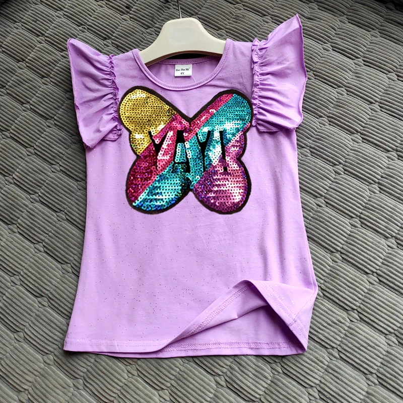 

Girls Magic Glitter Reverse Sequin Top Color Changing Kids Girls T shirts Summer Kids Sequined T shirt Tops Children's Clothing