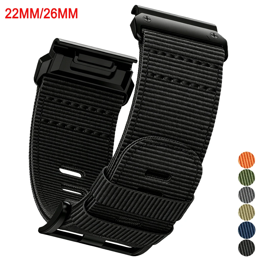 Bracelet de sport en Nylon 22/26mm, pour Garmin Forerunner 970 965 955/Approach S70 S62/Descent G2/Instinct 3 2X/Epix Pro, bracelet de remplacement