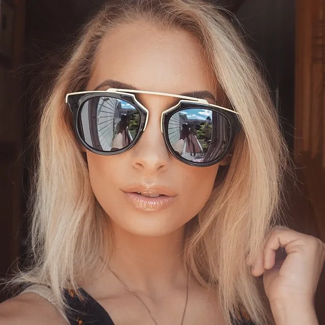 Hot Mirror Men Or Women Sunglasses Classic Brand Designer Vintage Cat Eye Sun Glasses Round Lens