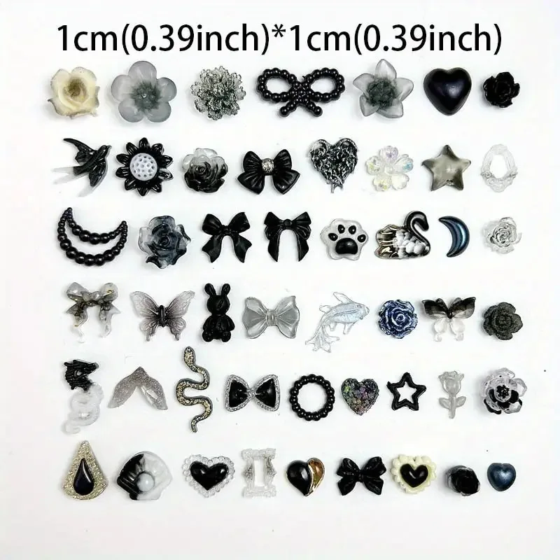 20-100 قطعة مختلطة الأسود الشرير نمط الراتنج مسمار الفن زينة-فحده القوطية نمط DIY الزينة لتقليم الجرونج باردة