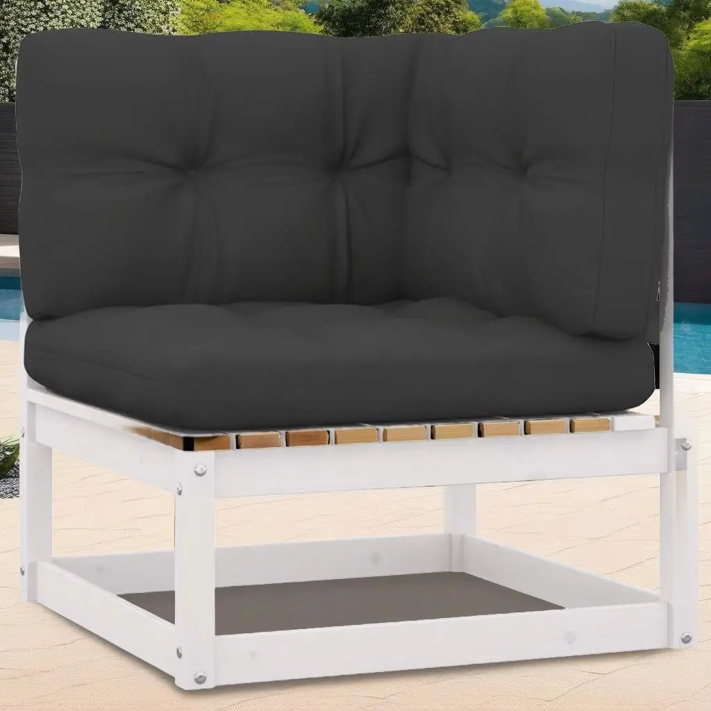 8-Piece White Solid Wood Pine Patio Lounge Set with Cushions for Outdoor Relaxation