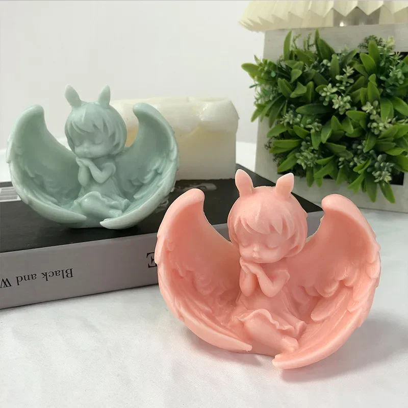 3D Angel Girl Candle Silicone Mold Wing Girl Cake DIY Home Decoration Jewelry Making Mold Accessories Christmas Mold ﻿Candles