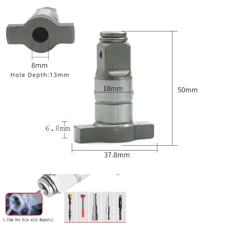 For Parkside A1 18mm Impact Electric Wrench Anvil Replacement Accessories Spindle Shaft Dual Use 1/2' Square Socket To 1/4' Hex