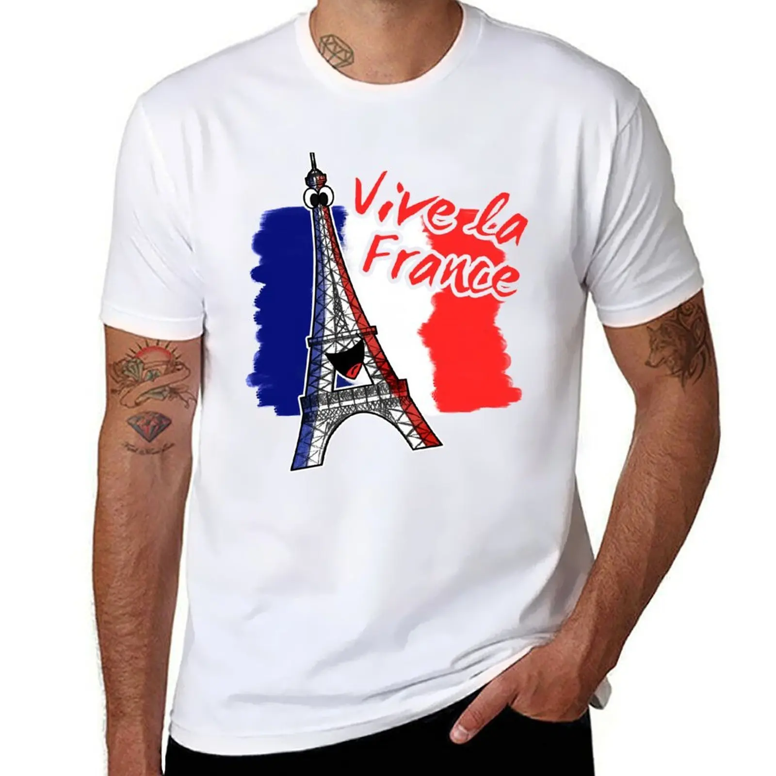 

Bastille Day 14 July French Tricolore Eiffel Tower Funny T-Shirt t shirts for man cotton T-Shirt
