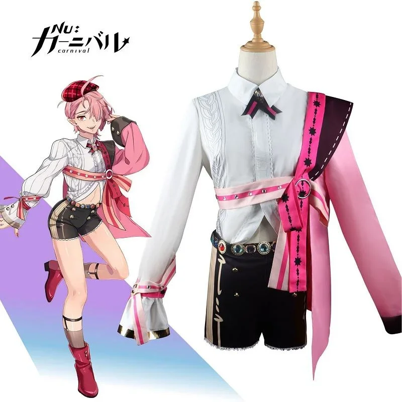 Aster Role-playing Costume Wig Game Nu Carnival Aster Cosplay Outfits Halloween Party Set Short Pink Hair Role Play