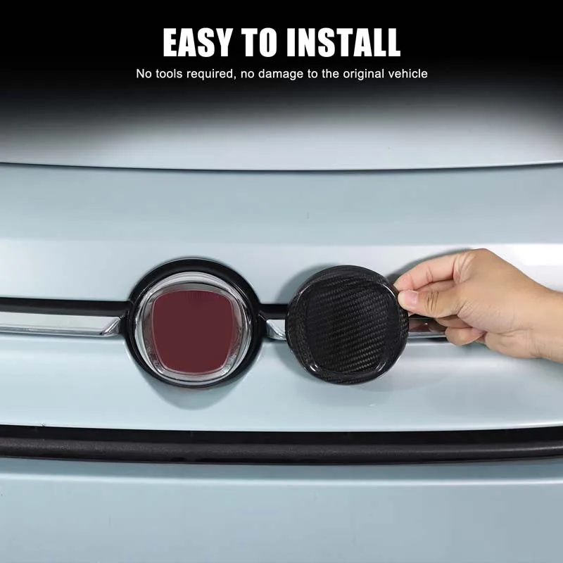 

For 2016+ Fiat 500 real carbon fiber car front and rear logo decorative cover car logo protective cover car styling accessories