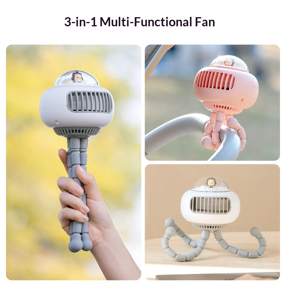 2026 Octopus Bracket Mini Cooler USB Charging Rotatable Fan for Dorm Children Desk Use Tool