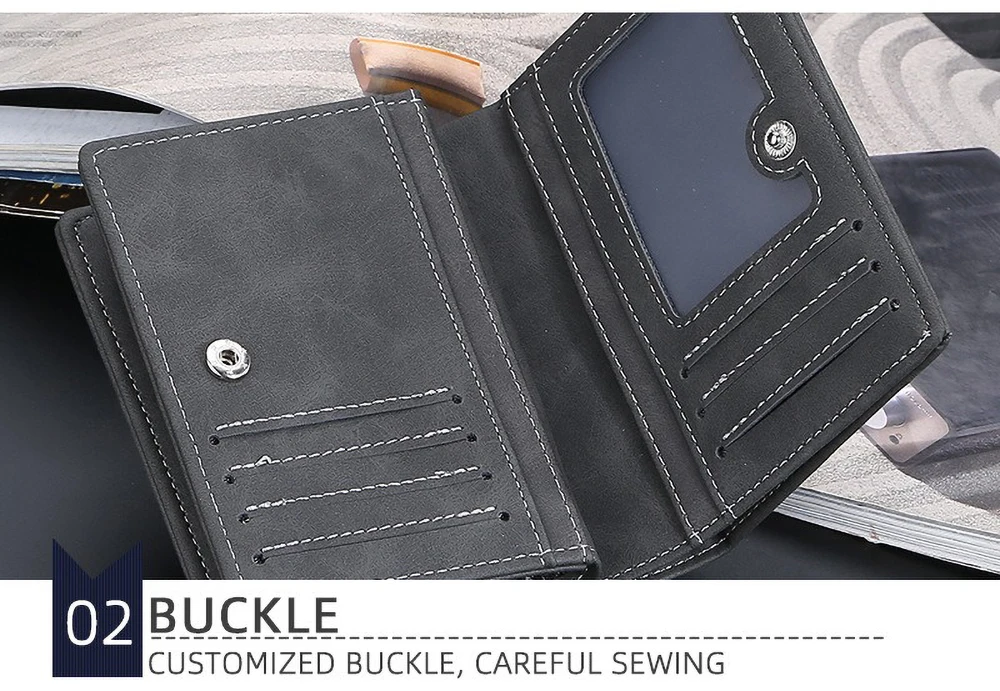 Herren-Geldbörse mit Vordertasche, schmal, PU-Leder, Reißverschluss, RFID-Schutz, 10 Kartenfächer, minimalistisch – Detail 7