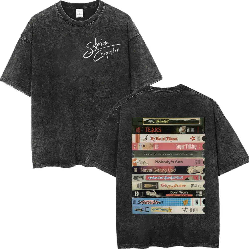 المغني سابرينا نجار ألبوم تي شيرت الرجال النساء الملابس موضة خمر غسلها تي شيرت الصيف عادية كم قصير تي شيرت #1