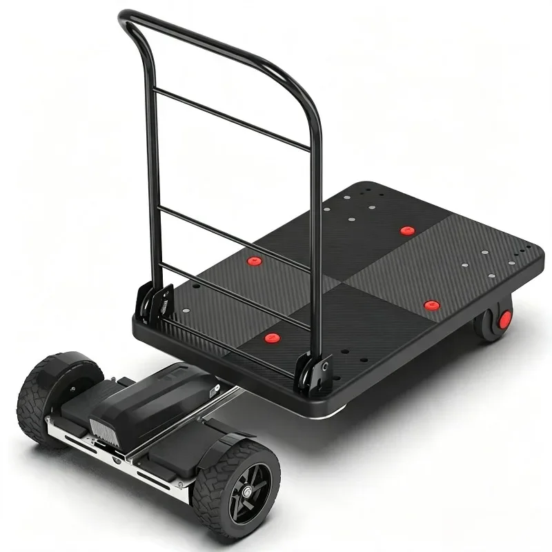 Small Motion Sensing Electric Flat Trolley, Portable Transport Cart for Grocery Shopping Express Delivery Warehouse Handling
