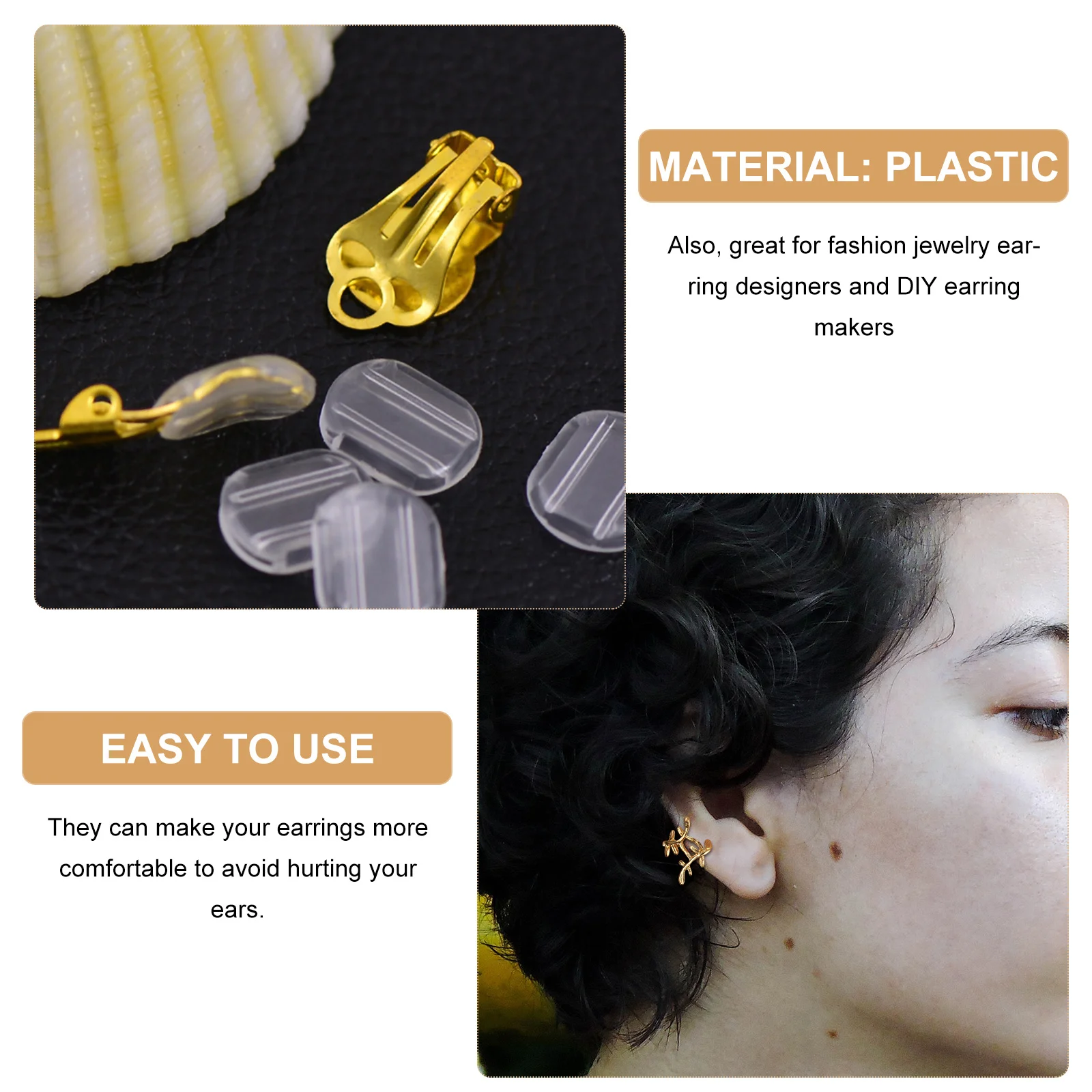 

40pcs Plastic Ear Clip Mats Transparent Skid Resistant Earring For Diy Jewelry Clear Earring Back Pads Ear Clip