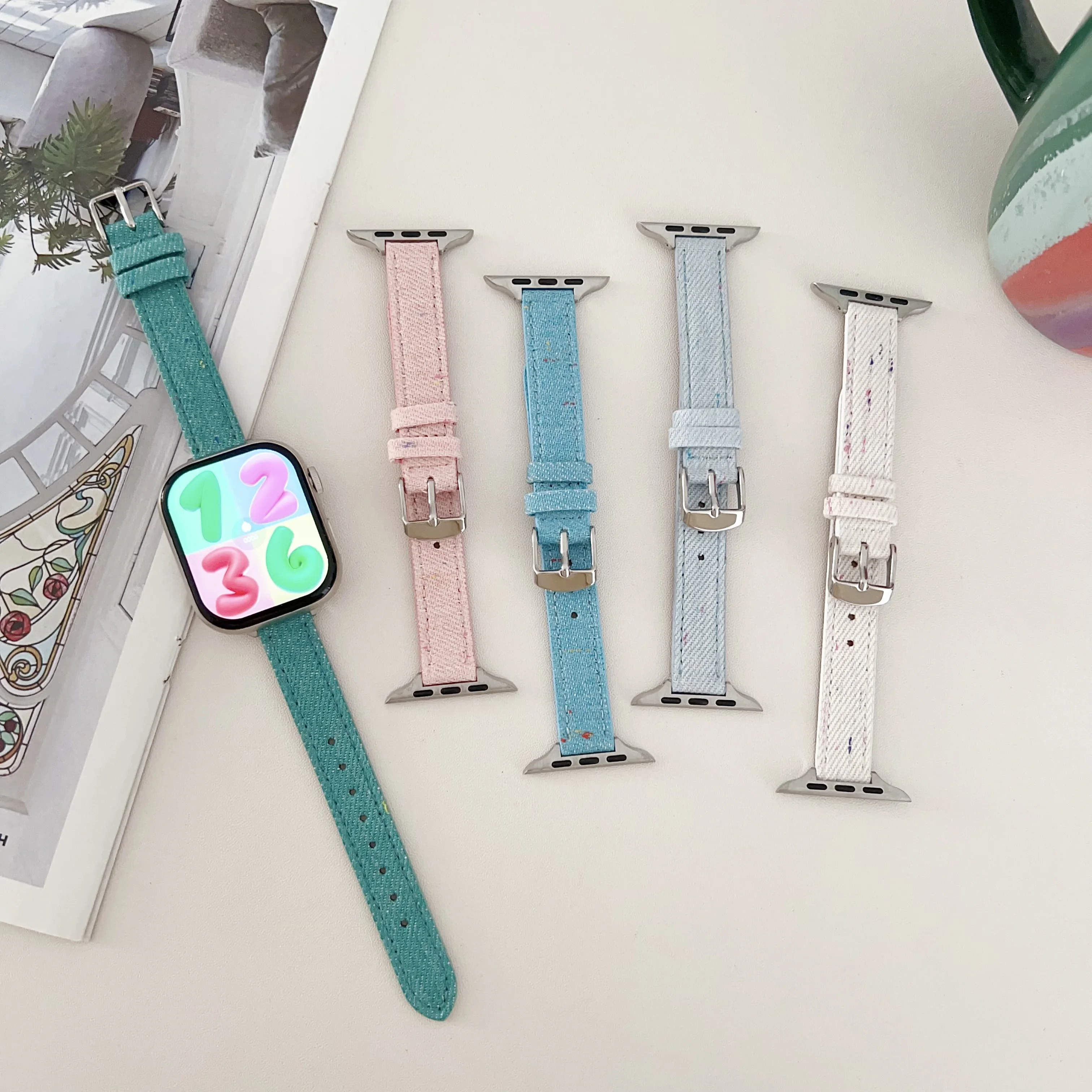 Suitable for Apple Watch strap, Apple Watch S9/S8 iWatch 7/6/5/se/4/3/2/1 denim strap