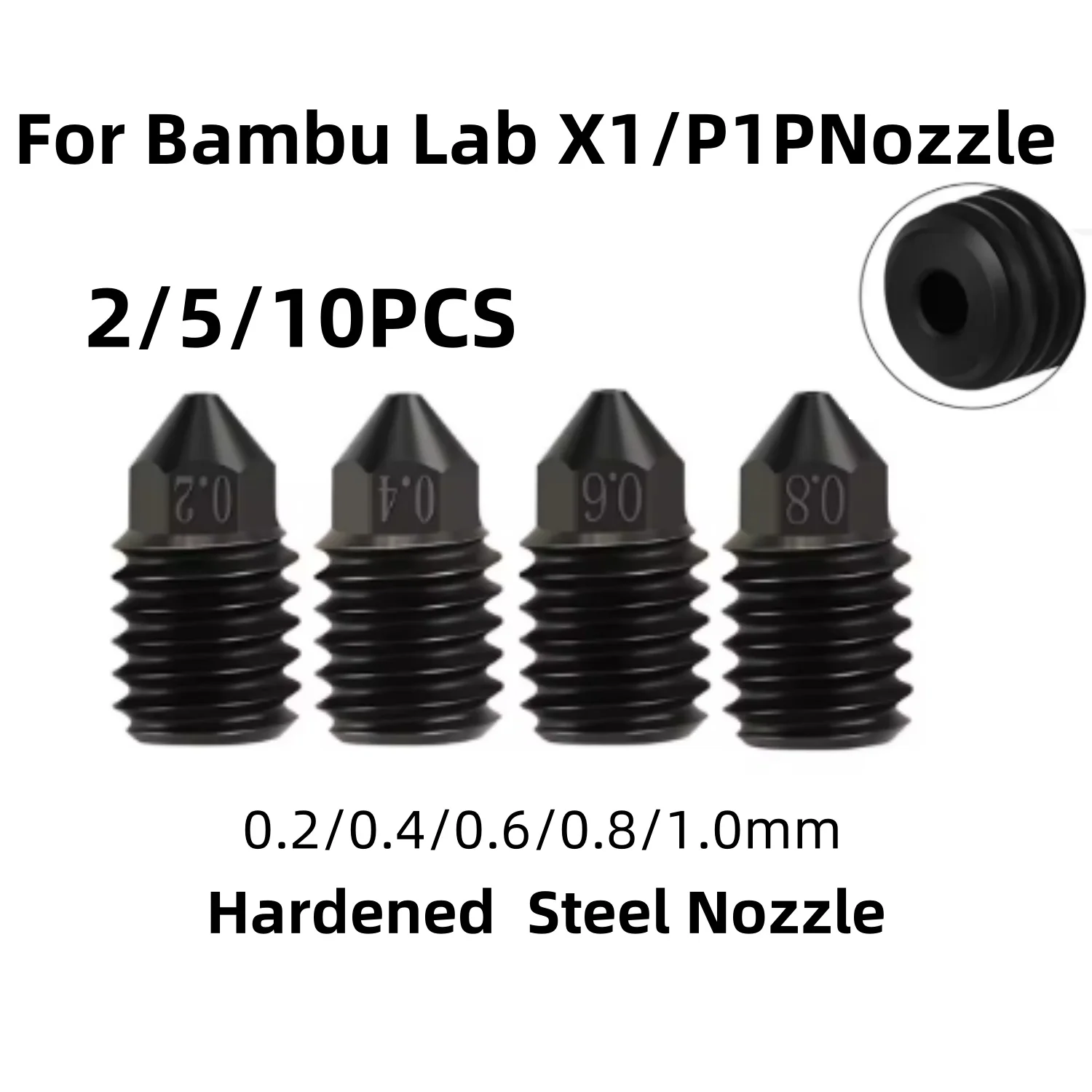 

For Bambu Labs P1P/X1 Nozzles 0.2, 0.4, 0.6, 0.8, 1.0 bambulab X1 nozzle P1p Bambulabs X1 Carbon for Bambulab Hotend