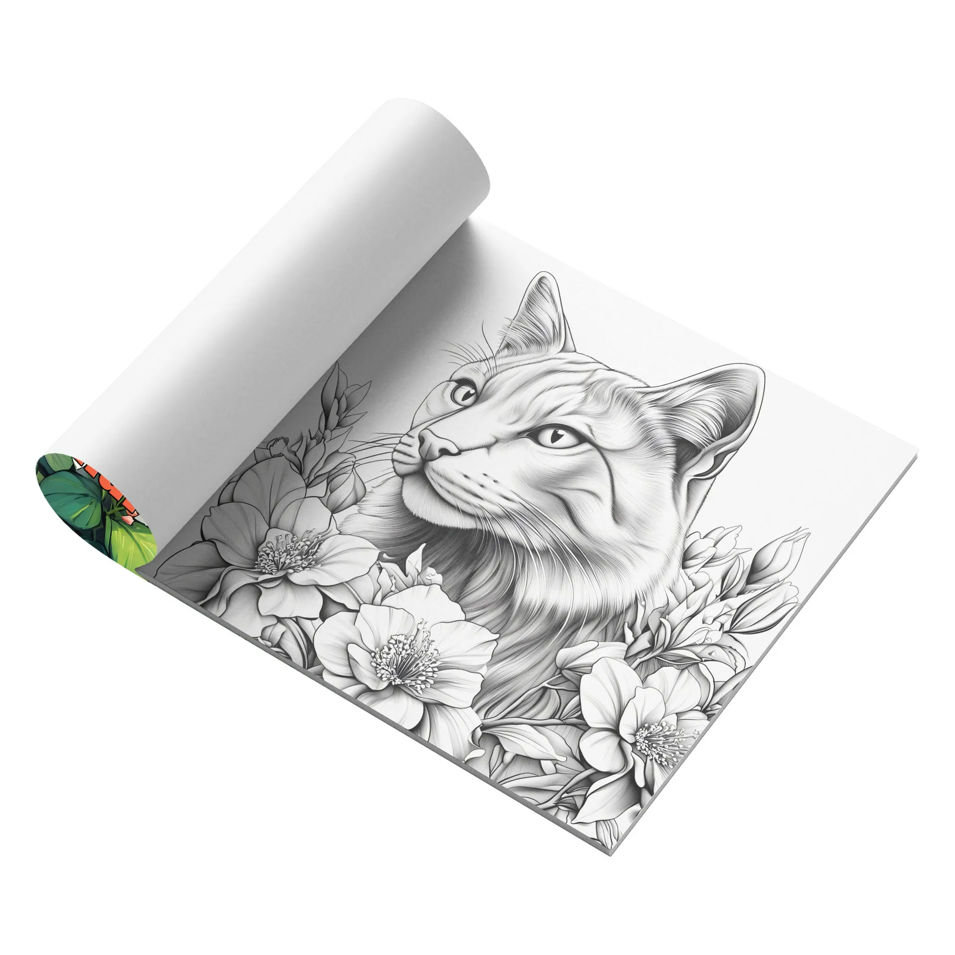 Cute Wildlife Animal World Coloring Book Elegant White Tiger Tropical Floral Jungle Plant Nature Sketch Notebook