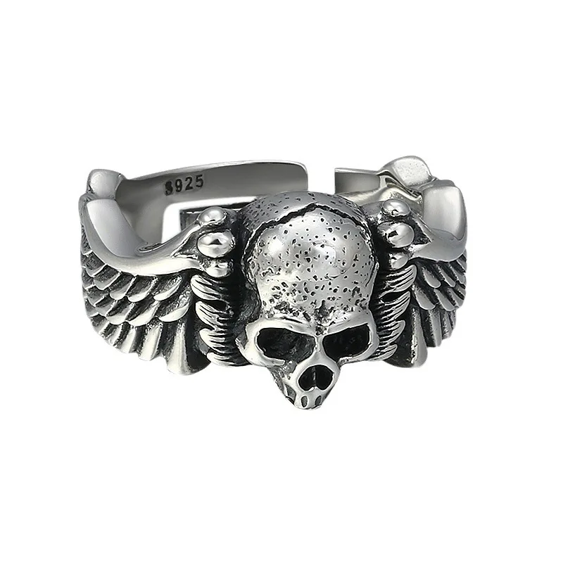 Retro Punk Style Devil Angel Wings Skull Open Adjustable Rings For Women Hip Hop Trend Skull Men's Jewelry - Image 6