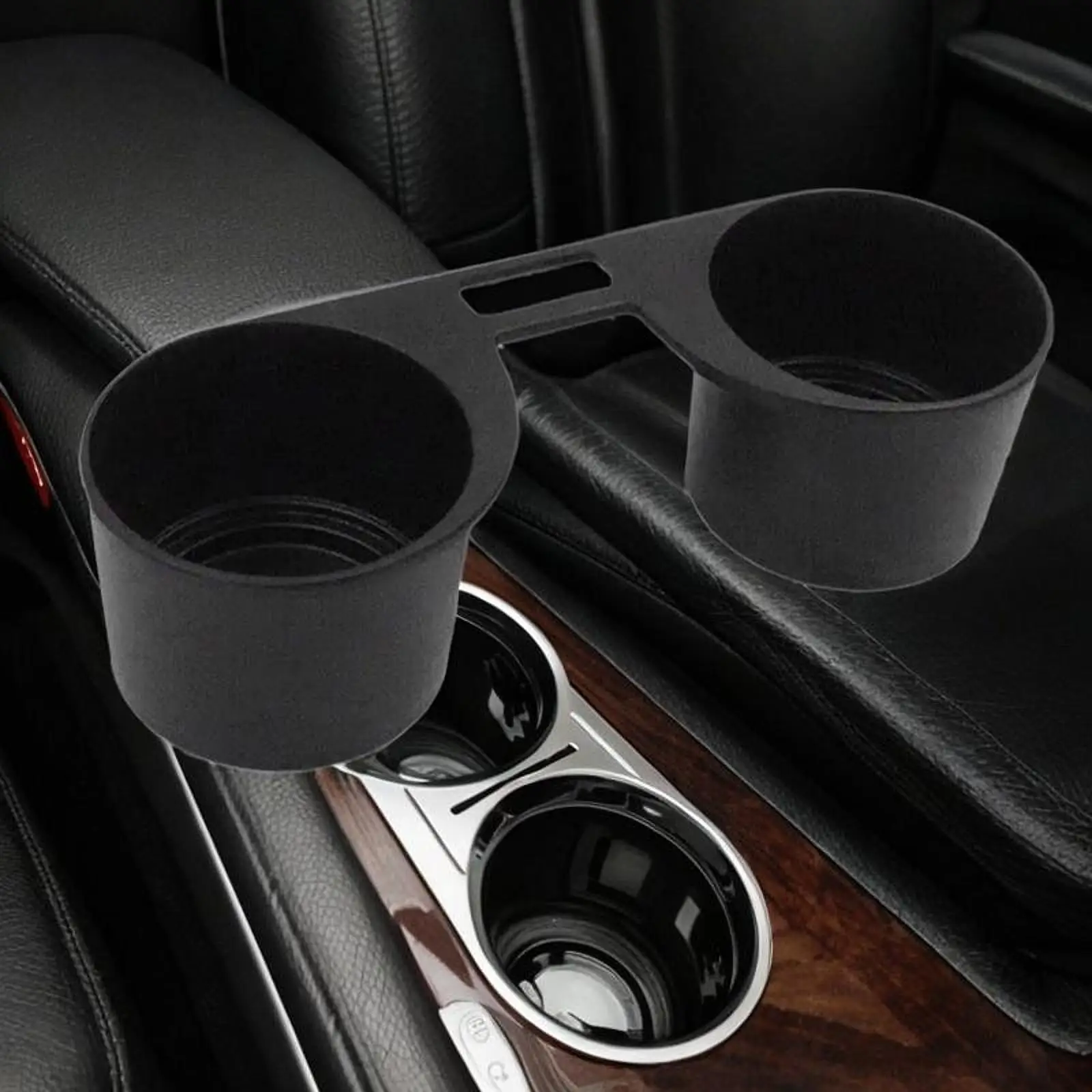 Dual Cup Holder Insert 7H285860130T Removable Auto Interior Decoration Multipurpose Shockproof Black Automotive Accessories