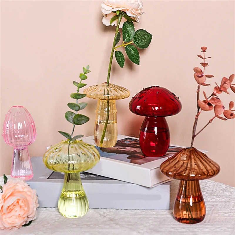【Popular】Set Of 5 Colored Plant Propagation Station Mini Glass Terrarium For Plants, Unique Small Glass Vase