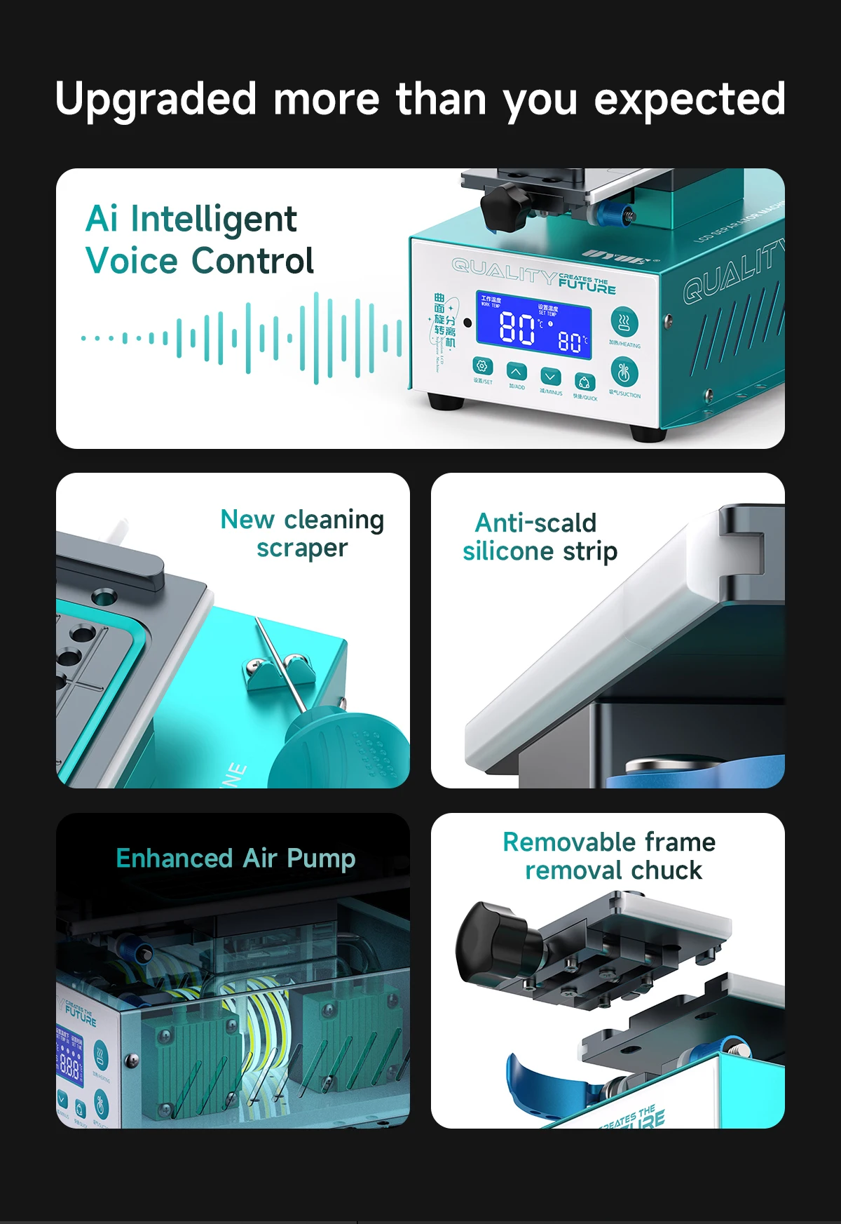 Uyue 988S-2 Ai Intelligent LCD Screen Separator Machine for 7 Inch Mobile Phone Screen Separating Repair Tools