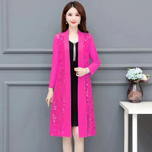 Imagen 2 del producto Cárdigan de moda para mujer de mediana edad, ropa de protección solar de estilo fino, Tops, abrigo para mujer, nuevo chal de verano, ropa de protección solar larga, chaqueta