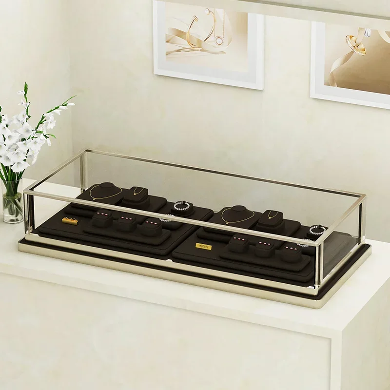 رفوف عرض المجوهرات الراقية ، نوافذ المنضدة ، الخواتم ، القلائد ، الأقراط ، الدعائم